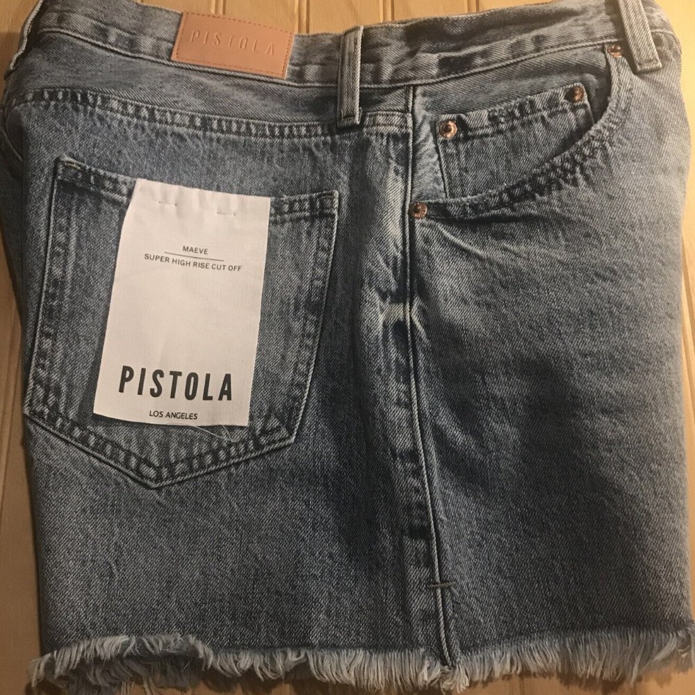 SOLD! PISTOLA Women's 28 Play Day Cut Off Blue Jean Denim High Rise 3" Shorts